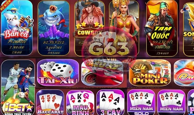 G63 online cung cấp kho game đặc sắc, đa dạng