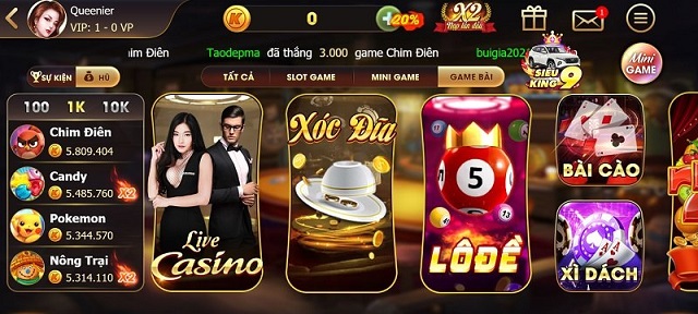 Hệ thống trò chơi tại King86 vin đa dạng