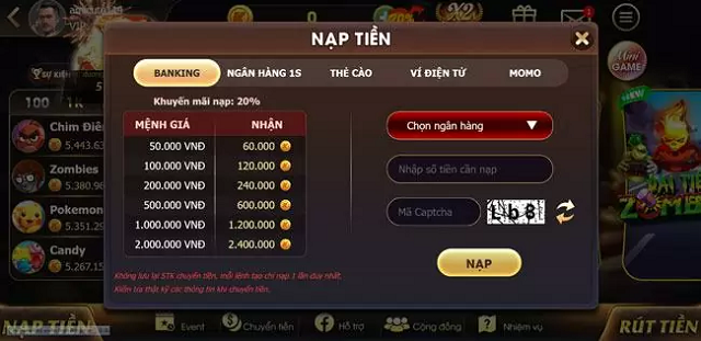 Hướng dẫn nạp tiền tại cổng game King86 vin