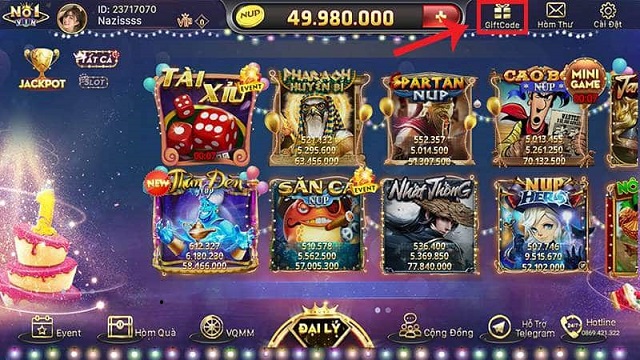 Giao diện của cổng game Sunvip live