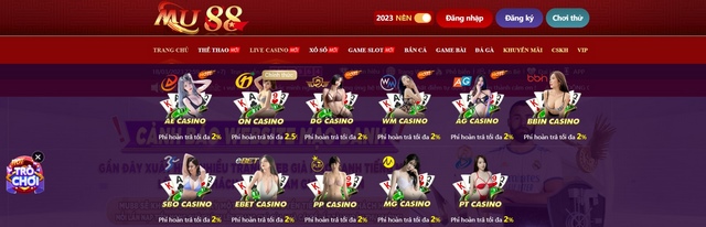 Trải nghiệm casino online MU88