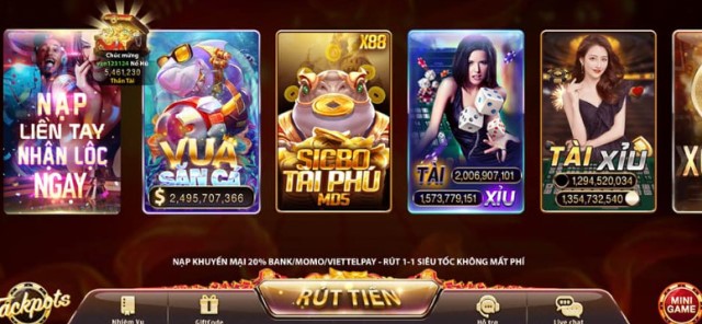 Đa dạng các loại game như card game, slot game, mini game,...